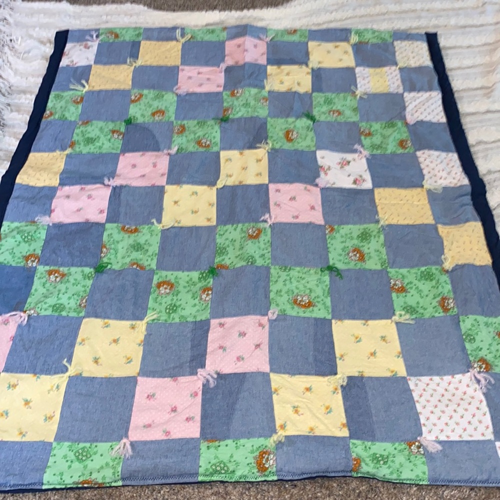 Vintage Handmade Baby Quilt